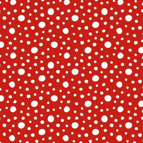 Winter snow dots red