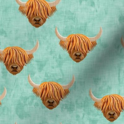 Highland cattle - highlander cow -  aqua - LAD19