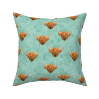 Highland cattle - highlander cow -  aqua - LAD19