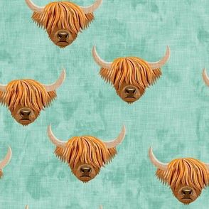 Highland cattle - highlander cow -  aqua - LAD19