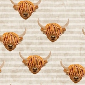 Highland cattle - highlander cow - beige on stripes - LAD19