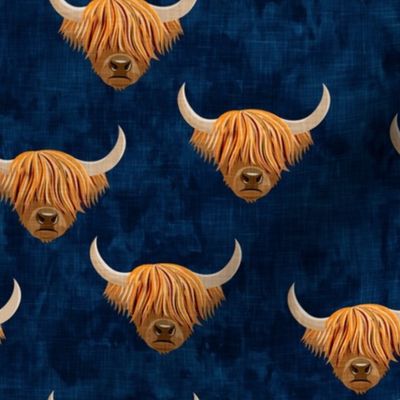 Highland cattle - highlander cow -  navy - LAD19