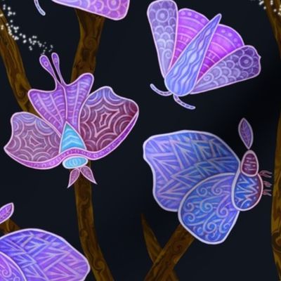 Forest Doodle Moths in purples, small