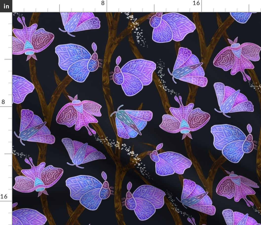 Forest Doodle Moths in purples, small