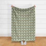 labradoodle dogs coffee fabric - dog fabric, labradoodle dog fabric - mint