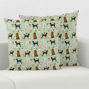 labradoodle dogs coffee fabric - dog fabric, labradoodle dog fabric - mint