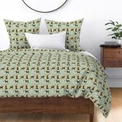 labradoodle dogs coffee fabric - dog fabric, labradoodle dog fabric - mint