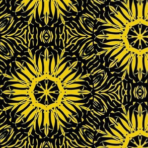 Starbursts of Bright Gold on Black - Large Scale