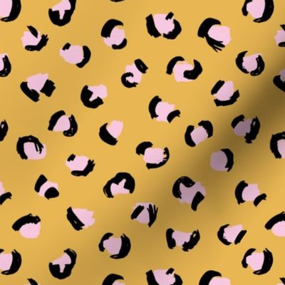 Trendy panther print animals fur modern Scandinavian style raw brush abstract color mix fall ochre yellow pink