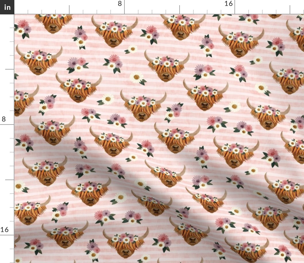 floral highland cattle - highlander cow Fabric | Spoonflower
