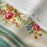 Belvedere Floral Stripe ~ Trompe l'Oeil Drapery  