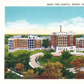 16-4   Vintage Linen Postcard-Henry Ford Hospital, Detroit, MI