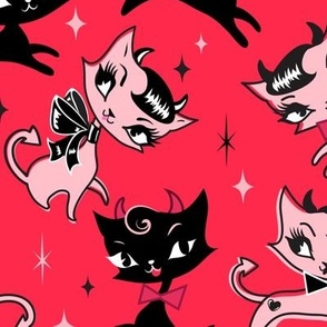 Large-Devilish Kitties Red
