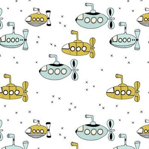 We all wanna live in a yellow submarine cute under water boats kids design yellow blue SMALL