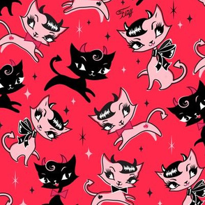 Medium-Devilish Kitties Red