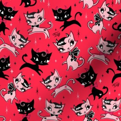 Small-Devilish Kitties Red