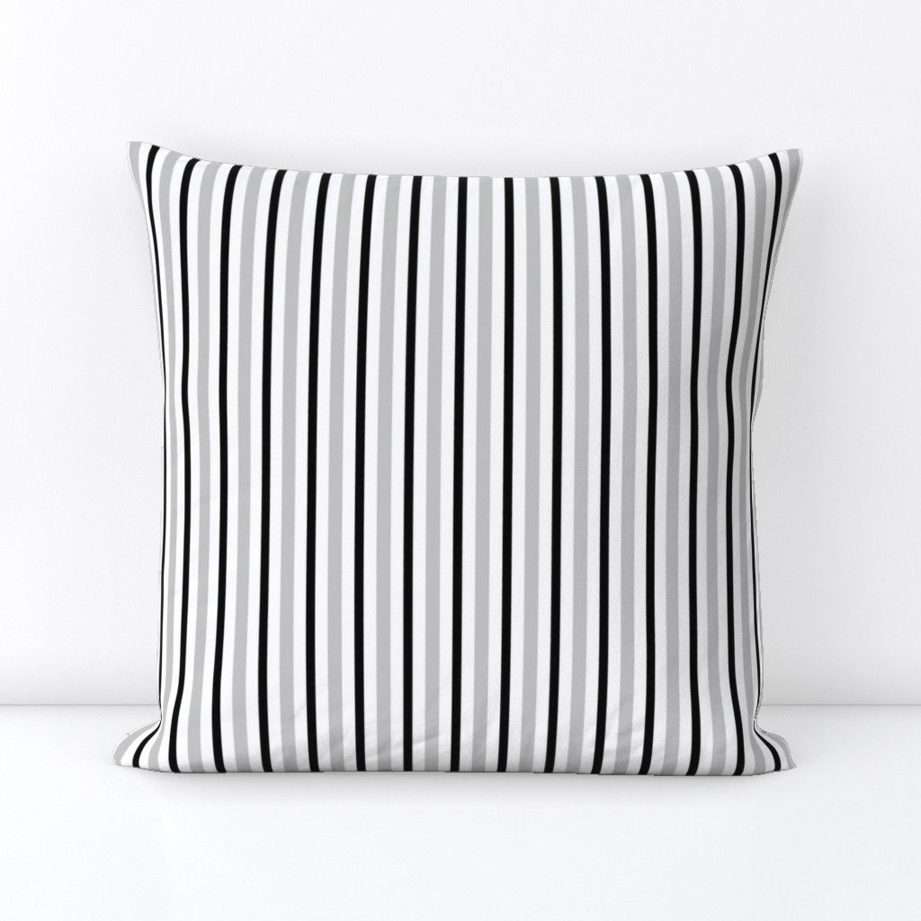 Medium Black and Grey Stripes on White