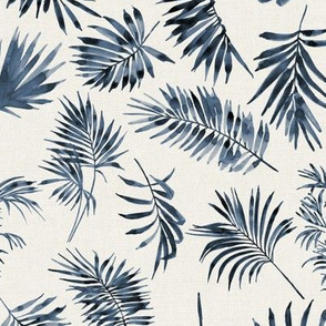Palm Leaves Navy // Bone Linen