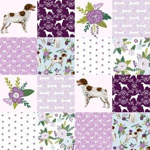 TINY - 1.5" squares brittany spaniel pet quilt c dog nursery cheater quilt wholecloth