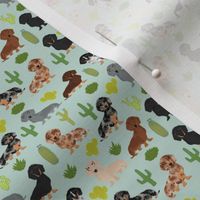 TINY - dachshund cactus fabric cute doxie dog design best doxie dogs fabric cute dachshunds