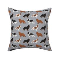 cavalier king charles spaniel cute dog pet dogs ruby black and tan, ruby dog fabric, blenheim dog fabric, - grey