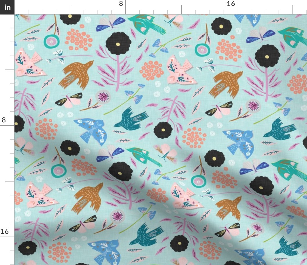 Folk Bird Pop (sky blue/pink) MED 