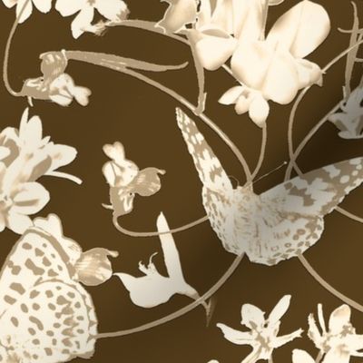 Butterflies & Wildflowers in Warm Neutral Tones