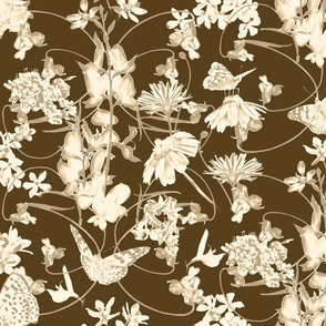 Butterflies & Wildflowers in Warm Neutral Tones