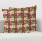 Country Christmas Checkerboard Stars Table Cloth Napkins Quilt Blanket Tree Skirt Red Green