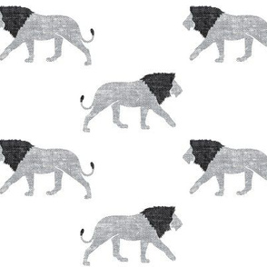 lions grey on white - walking lions - LAD19
