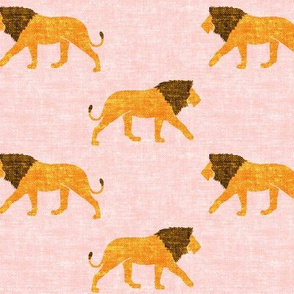  lions on pink - walking lions - LAD19