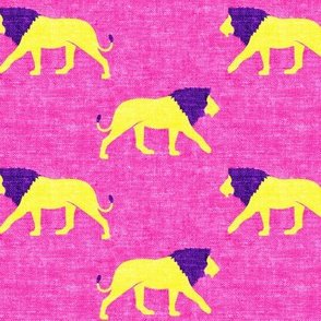  lions on hot pink - walking lions - LAD19