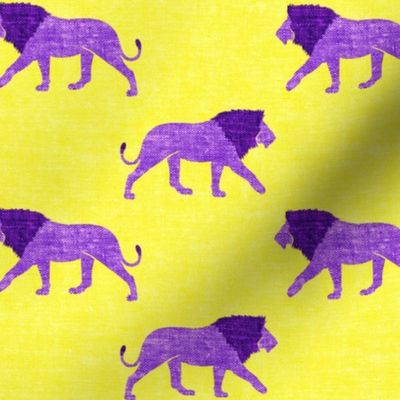  lions on yellow - walking lions - LAD19