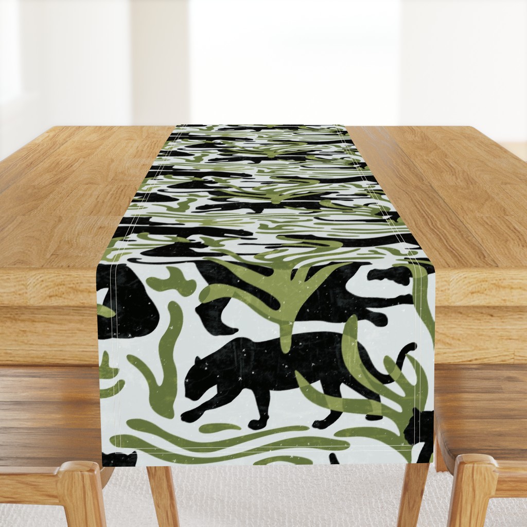 Abstract Wild Cats and Plants / Black and Green