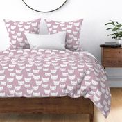 Sweet kitty kawaii cats smiling sleepy cat design in summer mauve lilac purple girls nursery