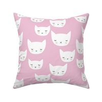 Sweet kitty kawaii cats smiling sleepy cat design in summer soft pink baby nursery girls