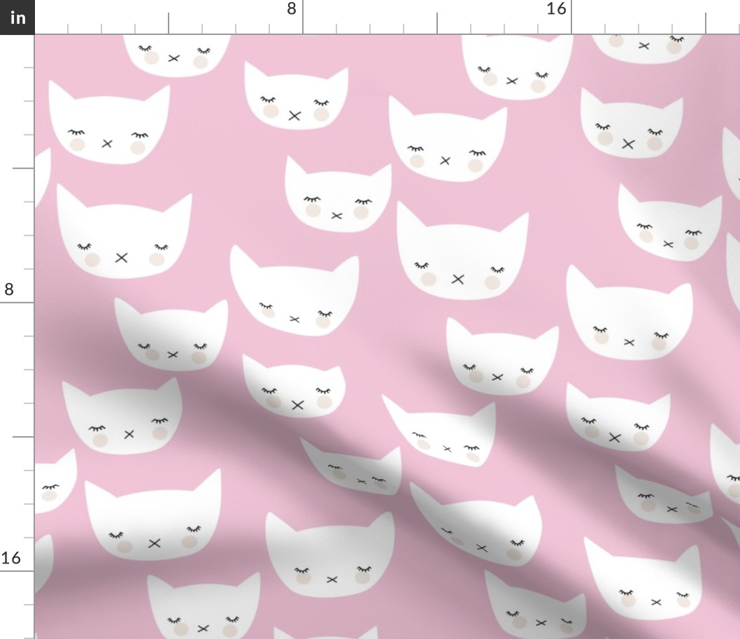 Sweet kitty kawaii cats smiling sleepy cat design in summer soft pink baby nursery girls