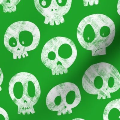 Halloween Skulls on Green