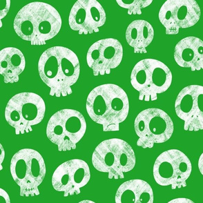 Halloween Skulls on Green