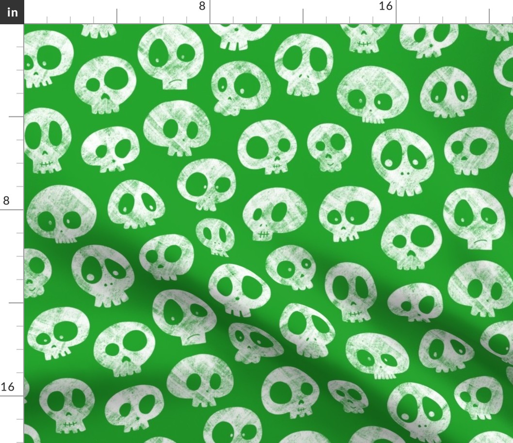 Halloween Skulls on Green