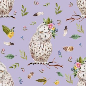 8" Spring Breeze Owl Lavender Back