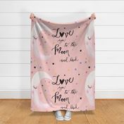 42x36" pink love you to the moon and back stars and sleeping moon