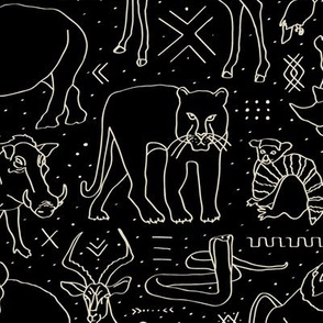 African Animal Mudcloth in Black + Bone