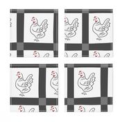 Grey Gingham Roosters