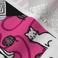 Hidden Star - Stand tall - Cat Quilt  / Pink Black White  