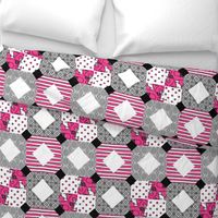 Hidden Star - Stand tall - Cat Quilt  / Pink Black White  