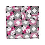 Hidden Star - Stand tall - Cat Quilt  / Pink Black White  