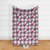 Hidden Star - Stand tall - Cat Quilt  / Pink Black White  