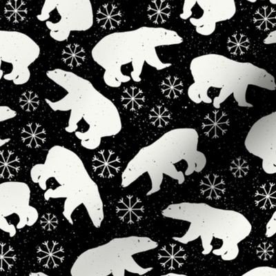 Polar Bears (black) Winter Snowflakes