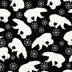 Polar Bears (black) Winter Snowflakes
